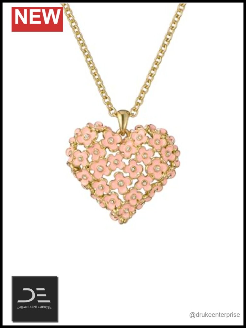 Ted Baker Heart Pendant Necklace Gold Plated Brass - Women's Floral Jewelry